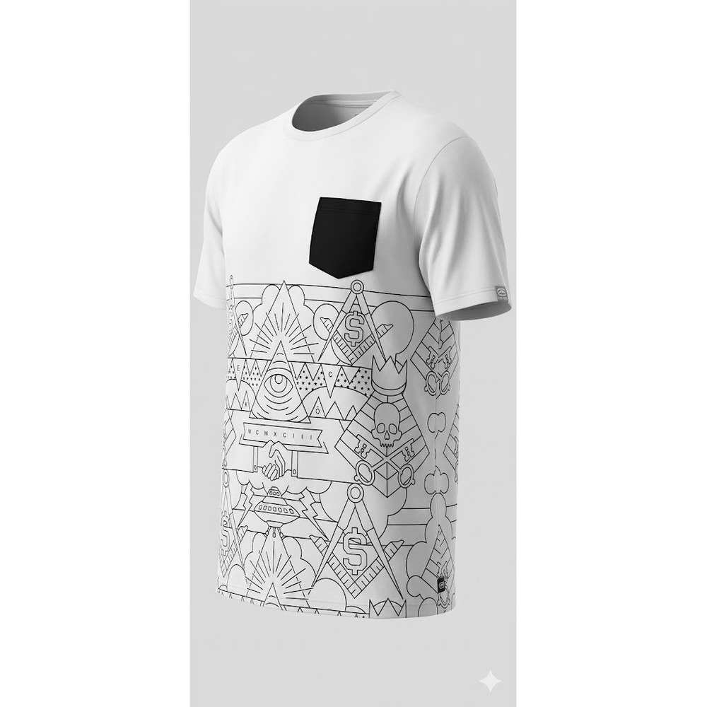 Ecko Unltd Graphic T Shirt Mens XXL White Masonic Illuminati Streetwear Tee